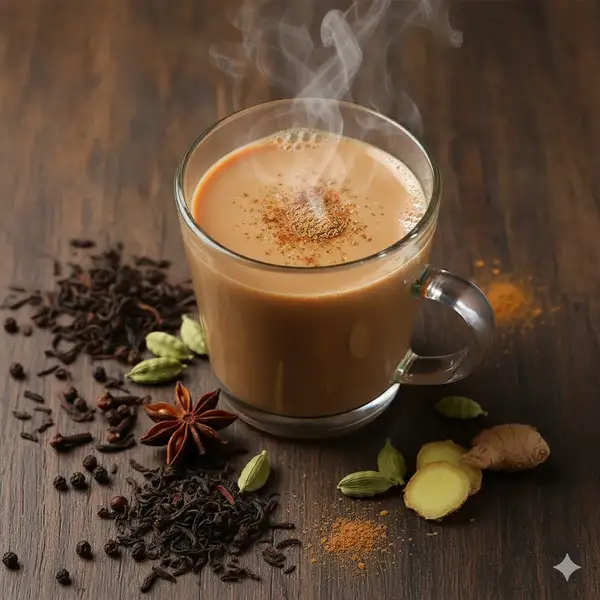 Masala chai and warm Indian beverage served by ShaWa Foods